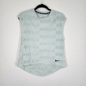 Nike Air WM M Light Mint Green Mesh Sleeveless Workout Shirt Tank Top Hi Low